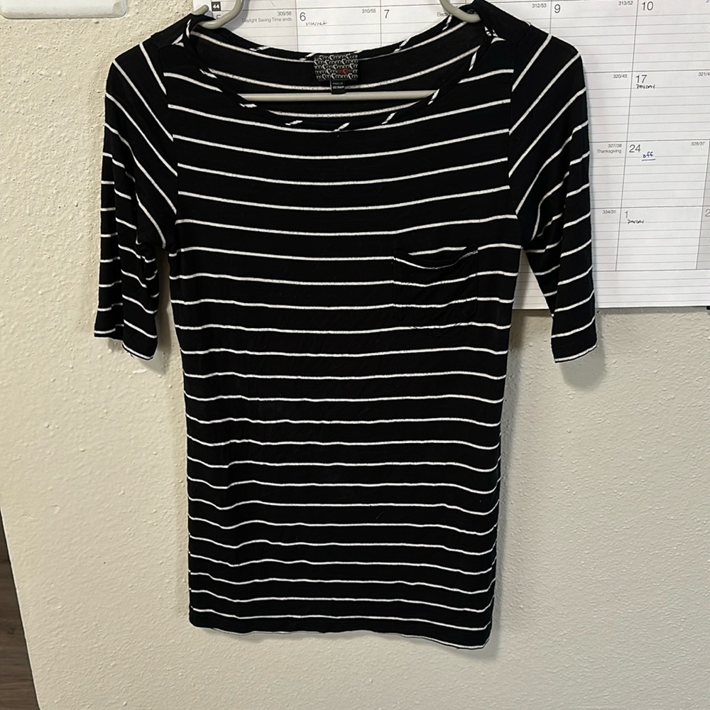 Black and white striped blouse
